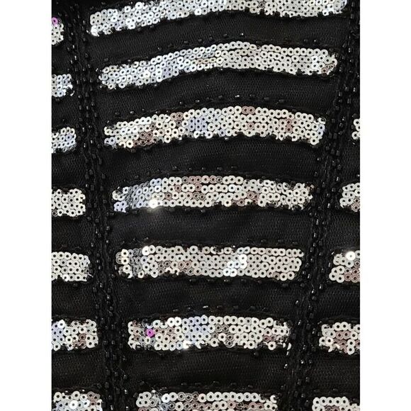 ✨🖤 Flapper Great Gatsby 1920s Retro Tassel Fringe Sequin Black Dress SIZE M NWT - Picture 12 of 17